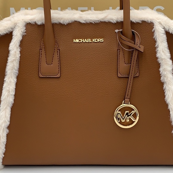 MICHAEL KORS AVRIL LARGE TOP ZIP SATCHEL LUGGAGE MULTI WITH FLUFFY FUR - Picture 4 of 16